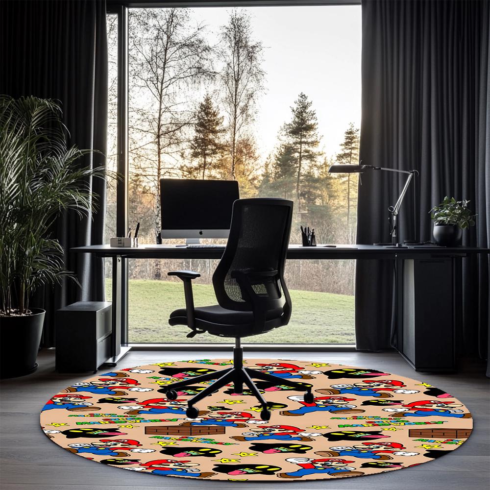 Mario Printed Round Rug Carpet Chair Rug Area Rug Entryway Doormats,for Office Chair Living Room Bedroom Kitchen Room.