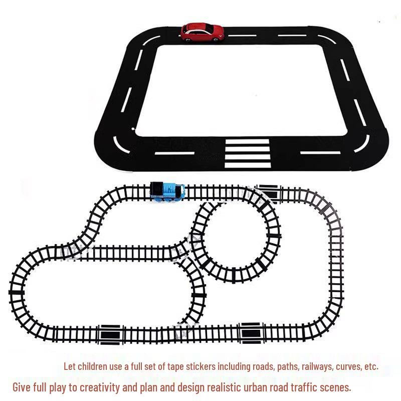 DIY Kindergarten Track Car Toy with Traffic Stickers