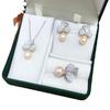Freshwater Pearl Inlaid Pendant, Earrings & Ring Set - Fashionable Three-Piece Jewelry Collection