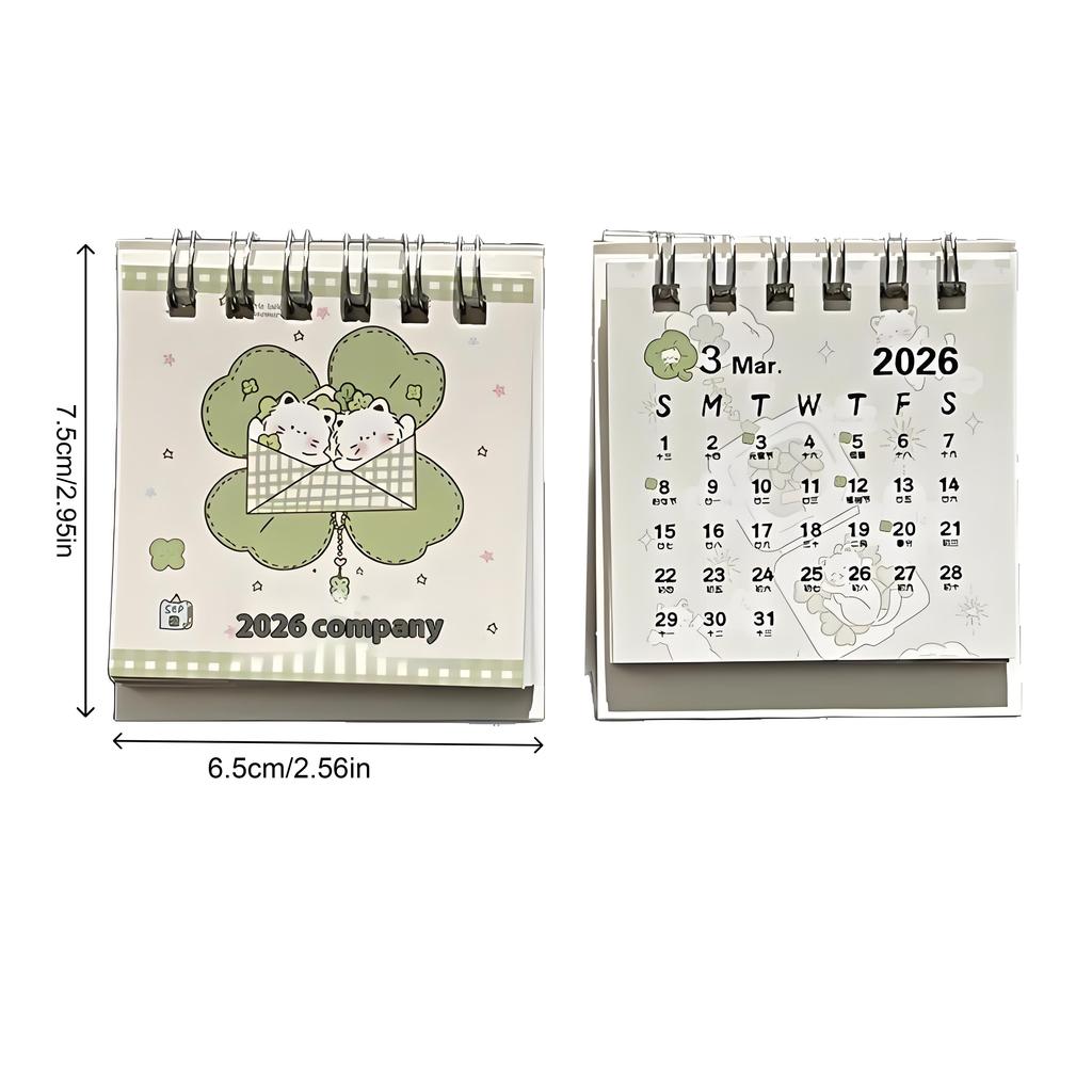 Glückskatze Themen 2026 Mini-Tischkalender Ins Style Dekoration Für Studenten Büro Schreibtisch Organizer Niedlicher Terminplaner
