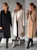 Women's Autumn/Winter Double-Breasted Wool Coat, Simple Long-Sleeved Design