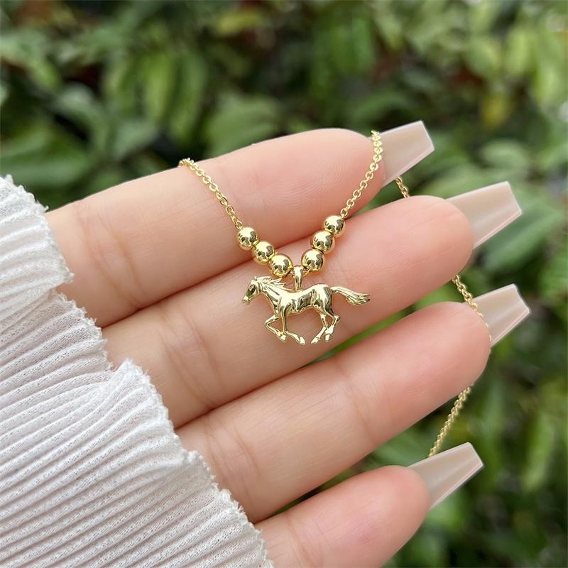18K Gold Plated Horse Element Series Multi Style Zircon Madonna Love Cross Necklace Classic Simplicity