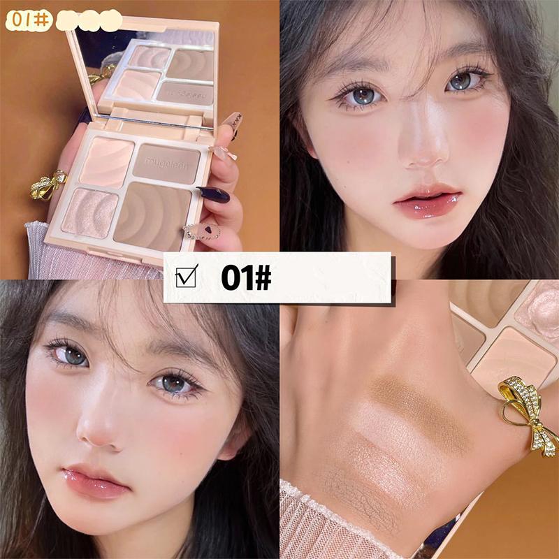 4 Colors Long-Lasting Matte Highlighter Bronzers Palette Face Shading Grooming Powder Makeup 3D Face Contouring Bronzer Cosmetic