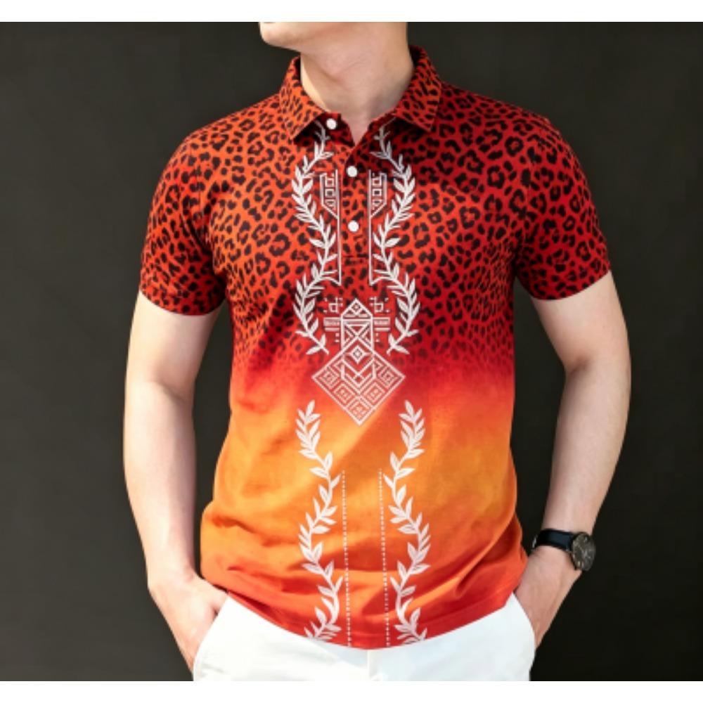 S-XXL Size Men's Fashion Print Polo Shirt Men's Outdoor Street Short Sleeve Tees Top Summer Casual T-shirt Men's and Women's Polo Shirt