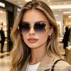 New sunglasses women's frameless chain large frame thin sunglasses European and American ins style fashion glasses