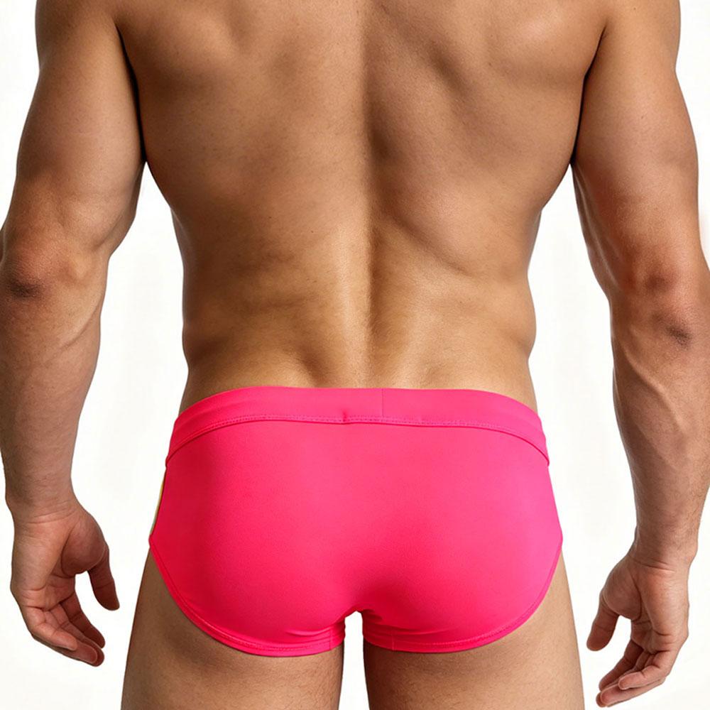 Heren Nylon Mesh Zwembroek Sneldrogend Elastische Contour Pouch Sexy Kleurblok Zwemkleding Voor Zomer Strand Zwembadfeest