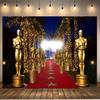 A Party Banner with a Golden Oscar Trophy, Suitable As a Background Decoration and Photo Prop. Made of Polyester