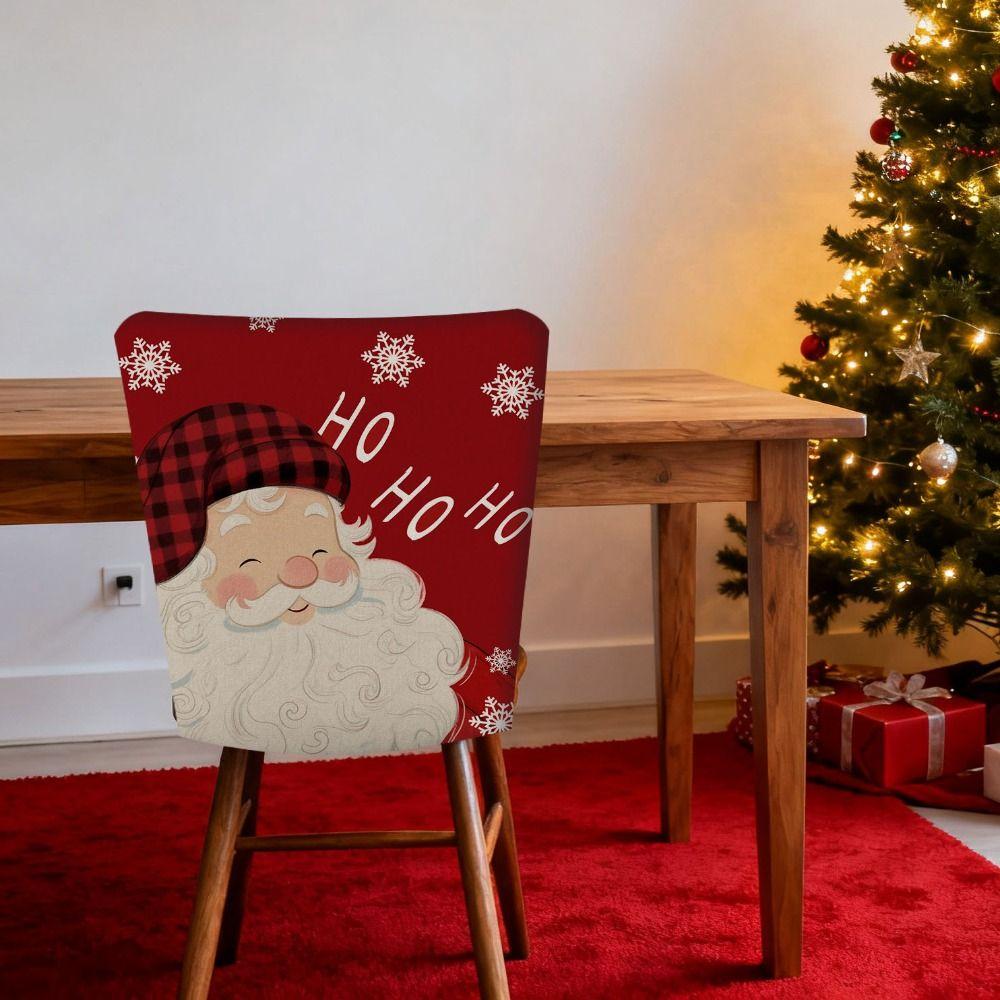 Removable Christmas Chair Cover Snowmen Cartoon Xmas Dinner Chair Seat Cover Santa Claus Stretch Seat Protector
