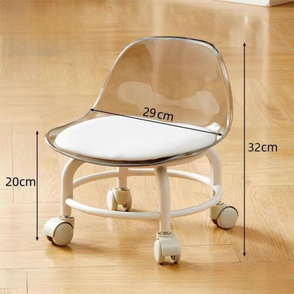 

Универсальное колесо Низкий стул Прозрачная спинка Сиденье Новый Маленький табурет Дети серый