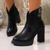 European and American style zipper fashion shoes fashion spring and autumn ankle boots new waterproof table thick heel pointed high heels women