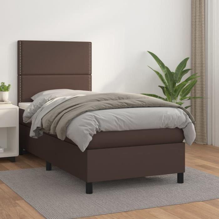 3137549 vidaXL Lit à sommier tapissier avec matelas Gris 140x200 cm Similicuir