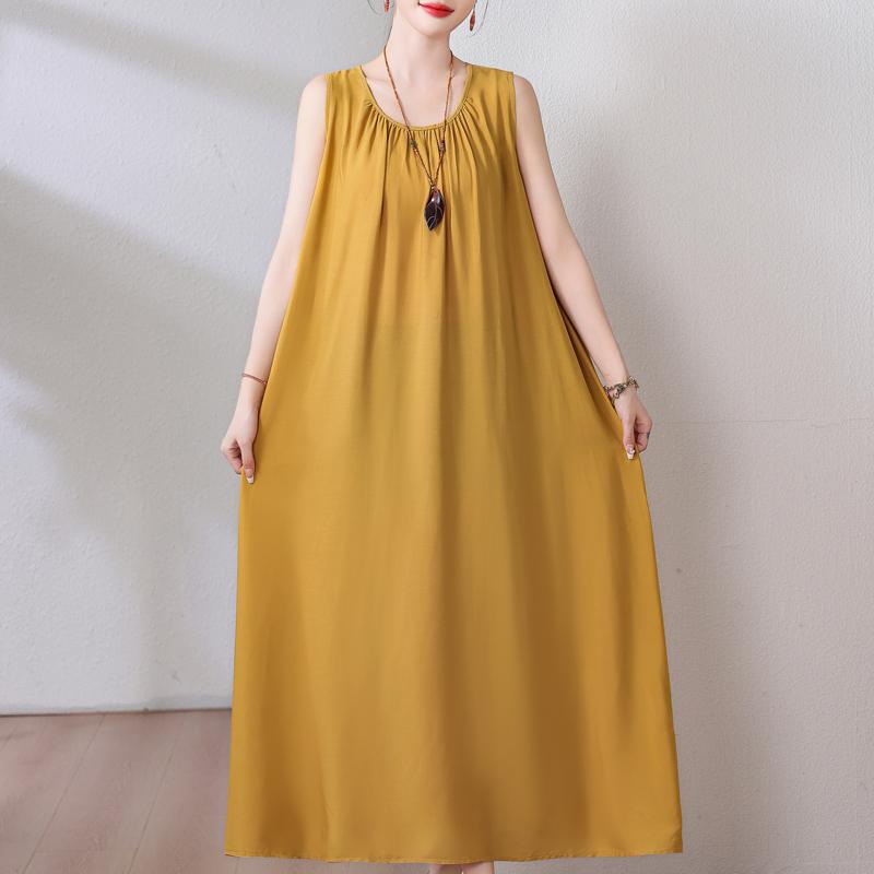 Plus Size Summer Long Dress for Women Clothes Elegant Sleeveless Loose Casual Dress