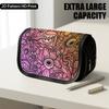 1pc Portable Flip-Top Halloween Themed Pencil Case with Double-Layer Zipper, Psychedelic Floral Monster Pink Design, Large Capacity Thickened Oxford M