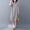 2026 Summer Artistic Qipao with Slanted Collar and Frog Buttons, Loose Plaid Mid-length Dress for Women