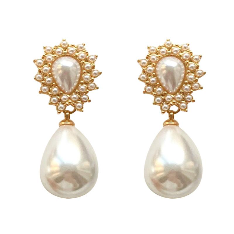 Palace style pearl earrings s925 silver needle earrings frenchretro earrings female elegant