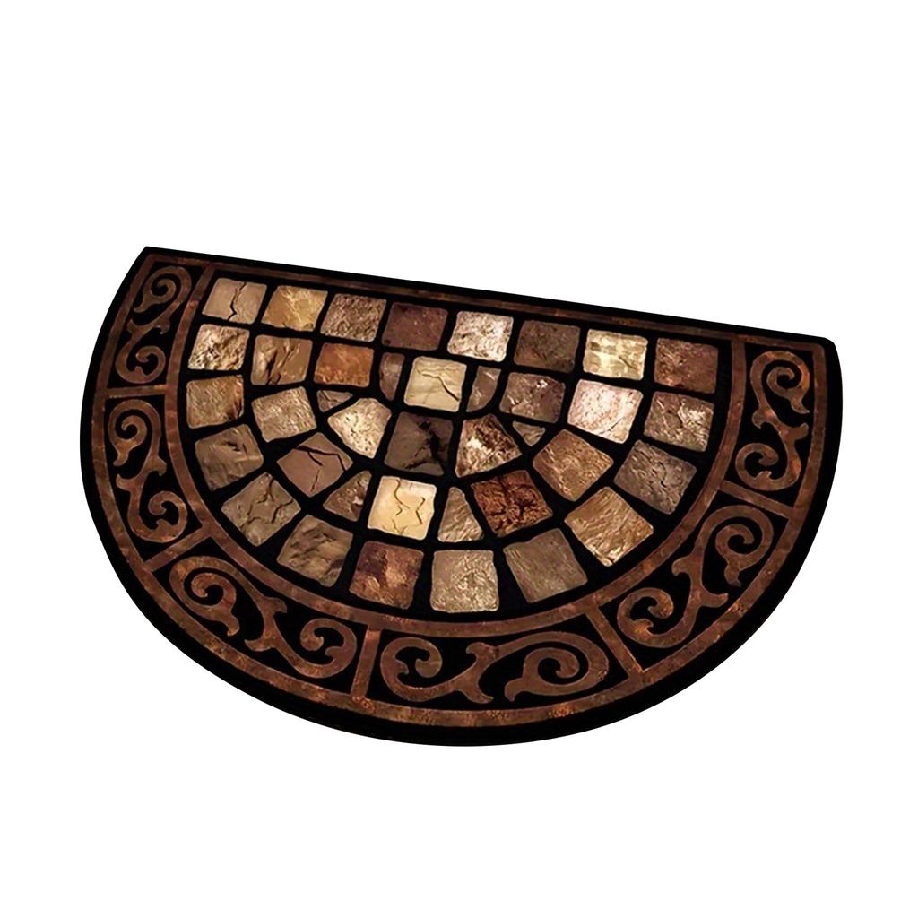 American Retro Flower Brick Crystal Velvet Household Entrance Door Mat, Dirt Resistant And Wear-resistant Kitchen Floor Mat.