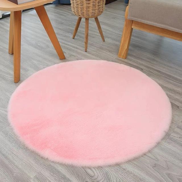 Tappeto rotondo per bambini Tappeto peloso per ragazza Tappetini antiscivolo Pelliccia di coniglio artificiale bianca Soggiorno Camera da letto Tappeti decorativi per la casa 