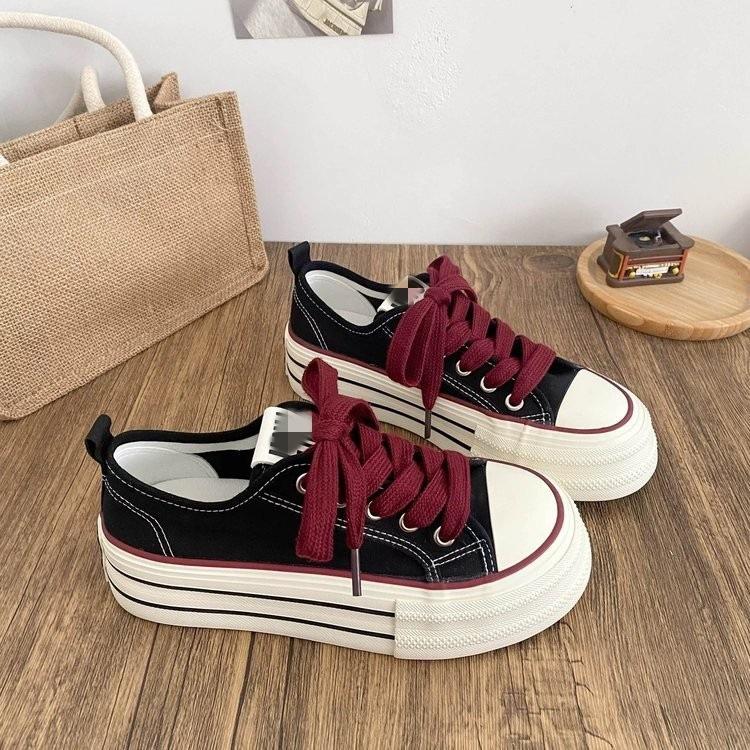 Casual Breathable Thick-soled Heightening New Autumn Canvas Shoes Student Muffin Board Shoes Personality