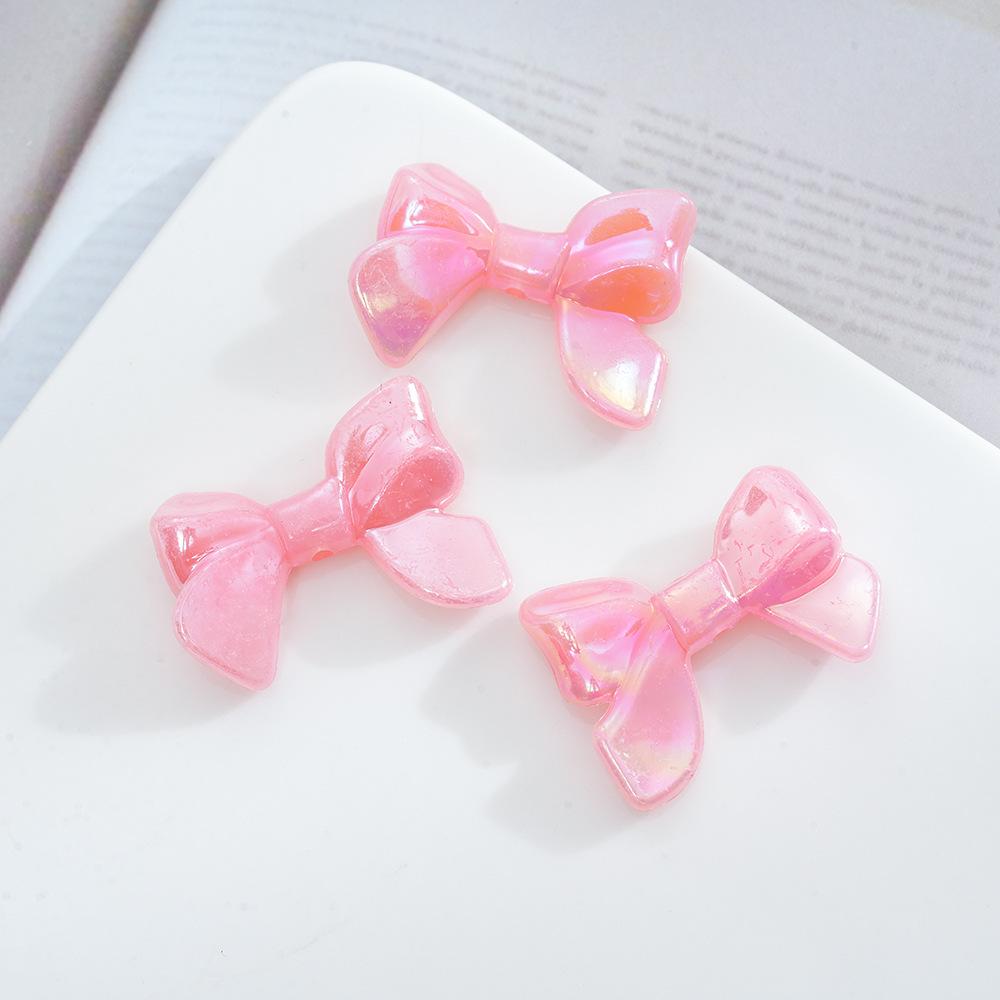 Acrylic Ab Plated Color Imitation Bow, Solid Color Beads, Straight Hole Loose Beads Diy Jewelry, Necklace, Hairpin, Beaded Material