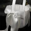 Silk White Flower Basket Handheld for Brides Girls Kids Wedding Ceremony Party Decorations Handheld Floral Basket