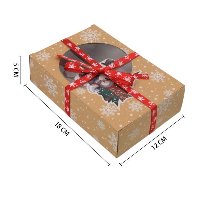 24 Stück/Packung Weihnachten Europäischer Neuer Stil Kraftpapierbox Weihnachtsfenster Kekse Verpackungsbox Kraftpapier Große Geschenkbox