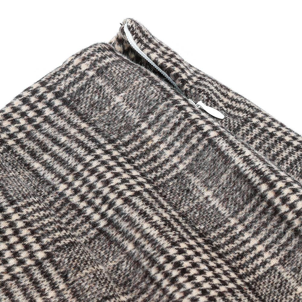Womens High Waist Plaid Skirt Bodycon Pencil Wool Mini Skirts