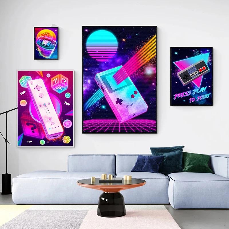 Boy Game Poster Canvas Painting Colorful Picture Art Wall Prints Gamer Handle Headset Kid Room Home Decoration No Frame