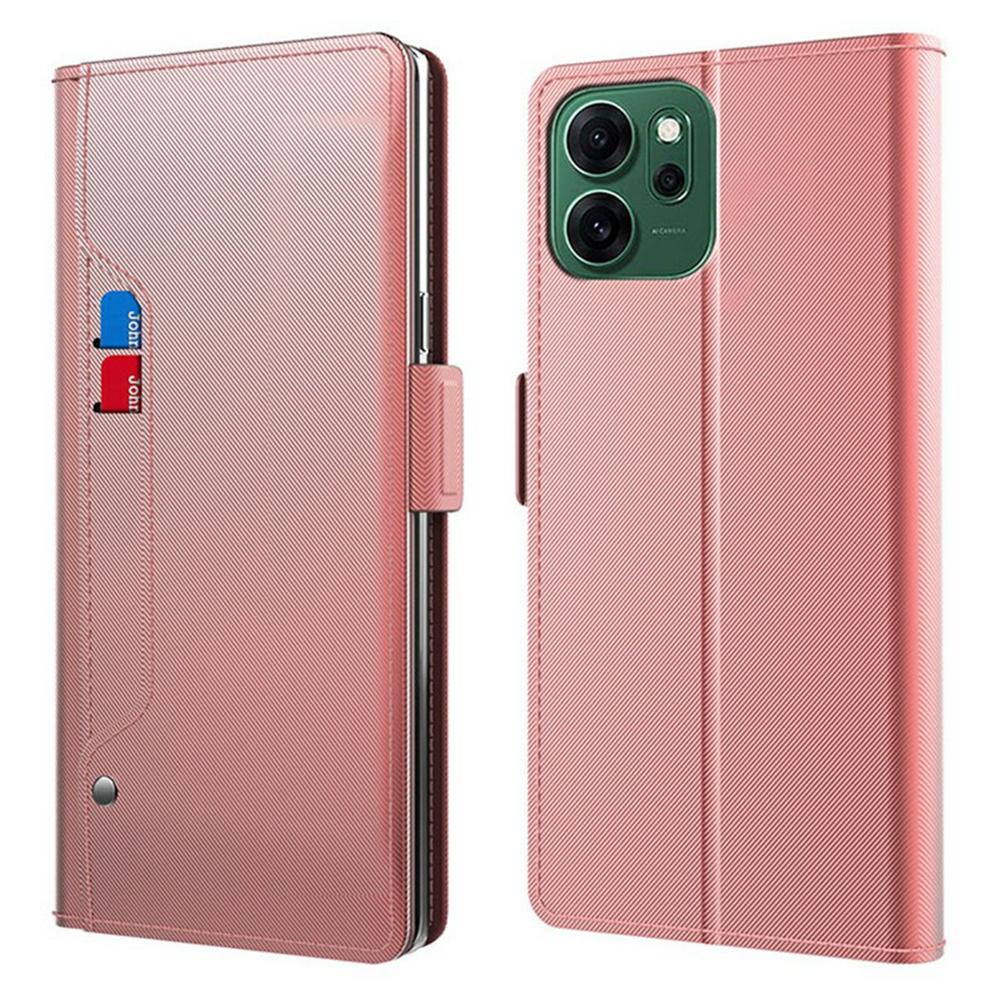 For Oppo Reno14 F 5G Case Stand PU Leather Phone Cover Card Holder Mirror