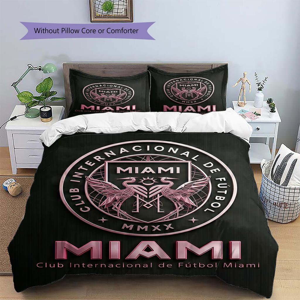 Inter Miami CF Pattern Bedding,Quilt Set Quilt Cover Pillowcase Home Birthday Gift(1 * duvet cover + 2 * pillowcase, without core)