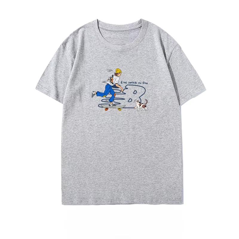 Summer Fashion Trend Men's and Women's Short Sleeve T-shirt High-end Fashion Brand 100% Cotton Printed T-shirt