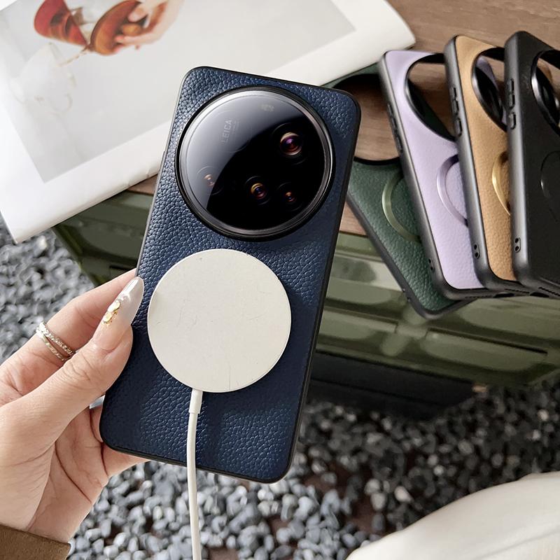 Pro pouzdro Xiaomi 15 Ultra Kompatibilní s MagSafe PU kůže+TPU Zadní kryt telefonu