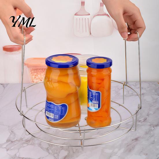 Rust Resistant Jar Tray 3-in-1 Stainless Steel Canning Rack with Foldable Handles, Anti-Scald Home Food Preservation Lifter, Rust?Proof Pot