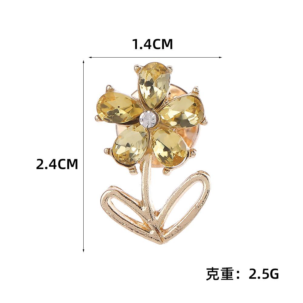 Cute high-end diamond-encrusted flower brooch, fashionable temperament, small suit shirt accessories, personalized brooch pin