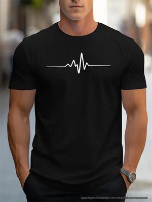 Men's Retro Letter Print Loose-Fit Cotton T-Shirt, Short-Sleeved, Summer 2024