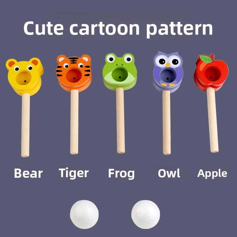 Wooden Ball Floating Toy With Cartoon Tiger Owl Exterior Design For Gift Kids