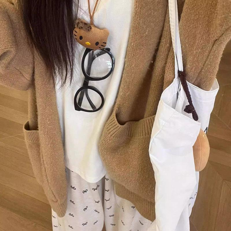 Women's Casual Wide-Leg Bow Print Pants – Relaxed Fit, Petite Style