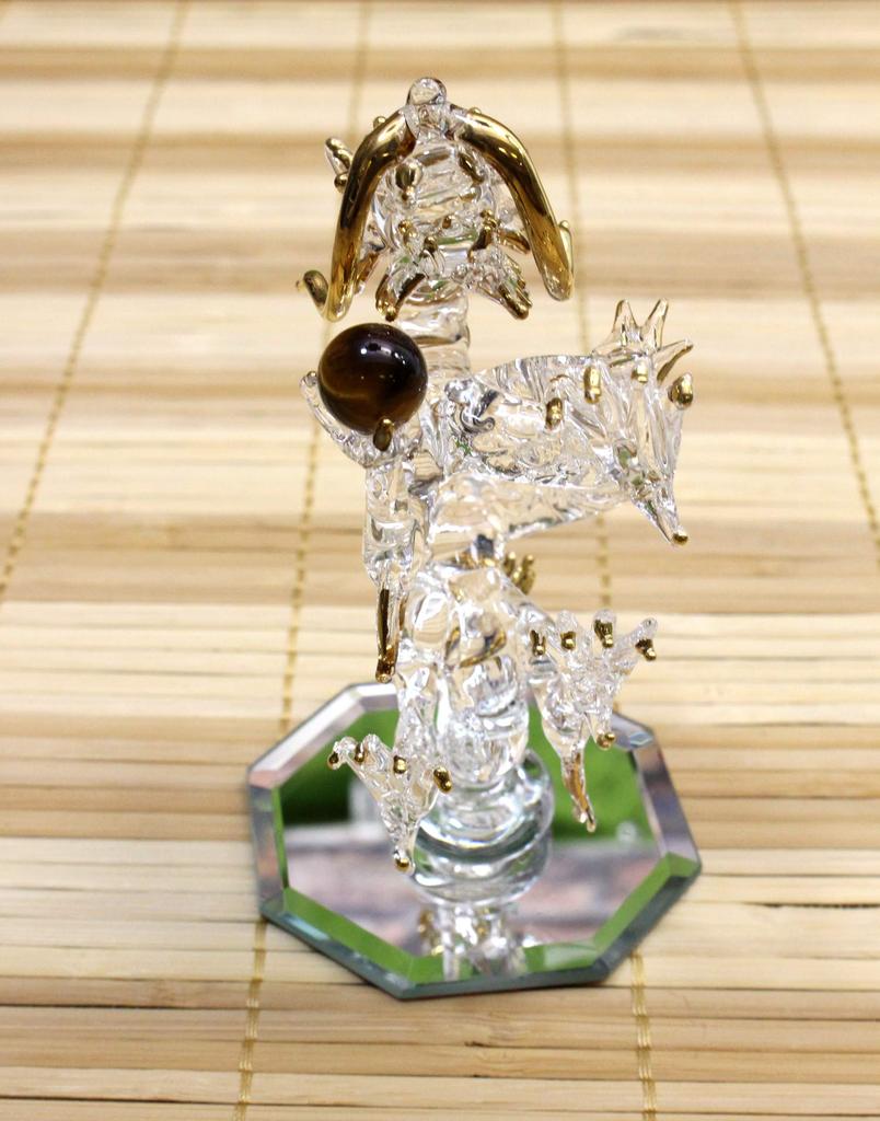 Four Cart Handmade Glass Dragon Small X Set [Fortune-bringing Dragon] 3-piece