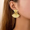 Personalized metal fan flower stud earrings retro geometric design sense women flow earrings accessories