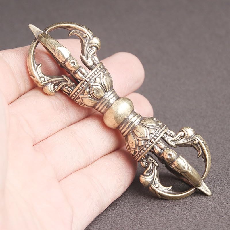 Copper Five-pronged Vajra, Esoteric Buddhist Ritual Tool, Vajra Stake, Amulet, Feng Shui Keychain, Vajra Charm