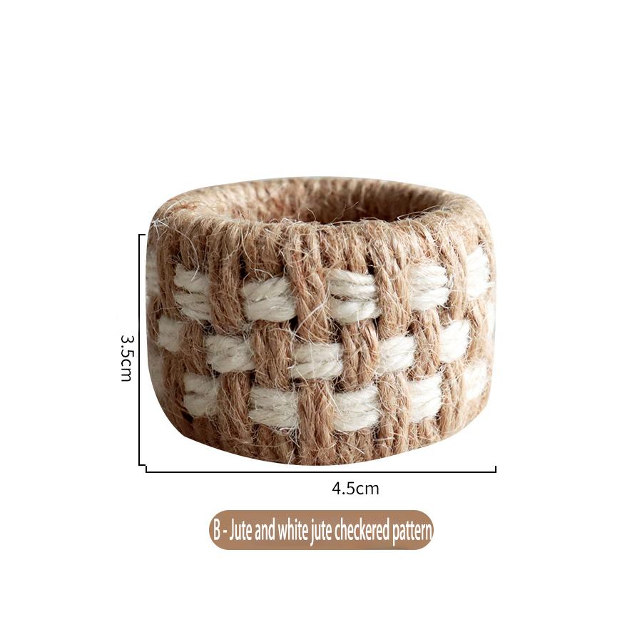 Paquete de 6/12 Anillos para Servilletas Tejidos de Yute Natural, Pinzas para Servilletas de Decoración de Mesa Estilo Rústico, Anillos para Guardar Manteles del Hogar