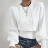 Sweater Fashion Versatile Autumn New Crew Neck Twist Knitted Sweater Women's Loose Solid Color Pullover