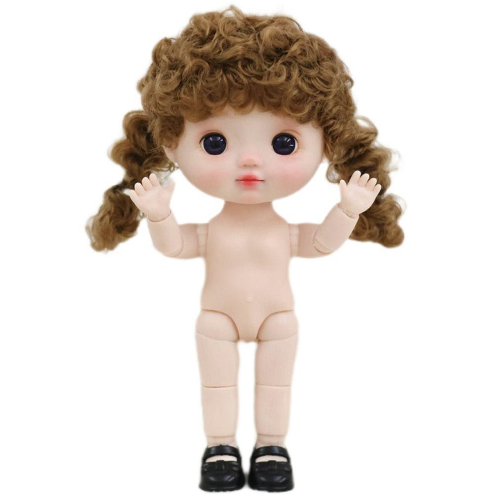 Kawaii 1/6 BJD Movable Joint Doll Body Toys Big Head Doll  with Hair  Gift