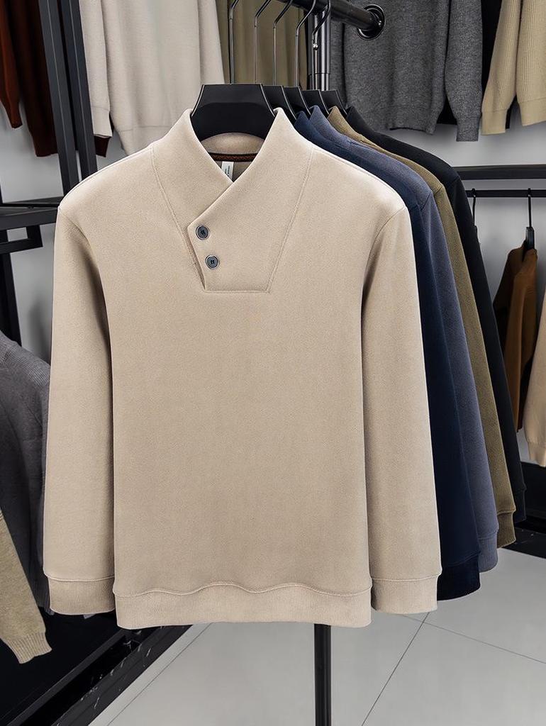 Oli Men's Velvet Scarf Collar Sweatshirt - Stylish, Warm, Thick Base Layer for Autumn/Winter