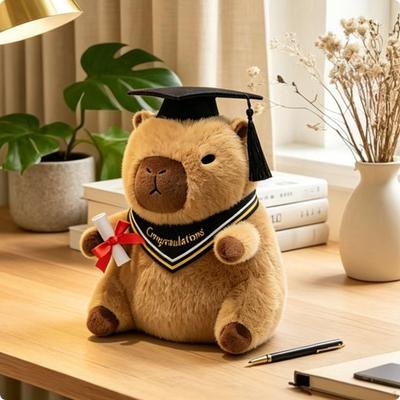 Graduation Capybara Stuffed Toy Cute Cap Calming for Kids, Bedroom, Leisure