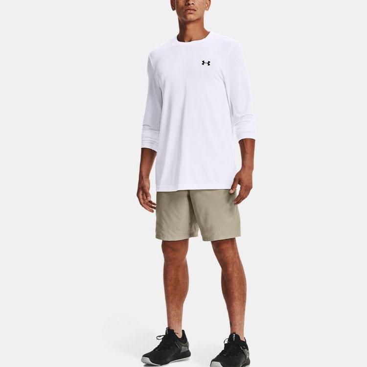 Under Armour Seamless Printed Training Crew Neck Long Sleeve T-Shirt Men Tops White 1361136-100
