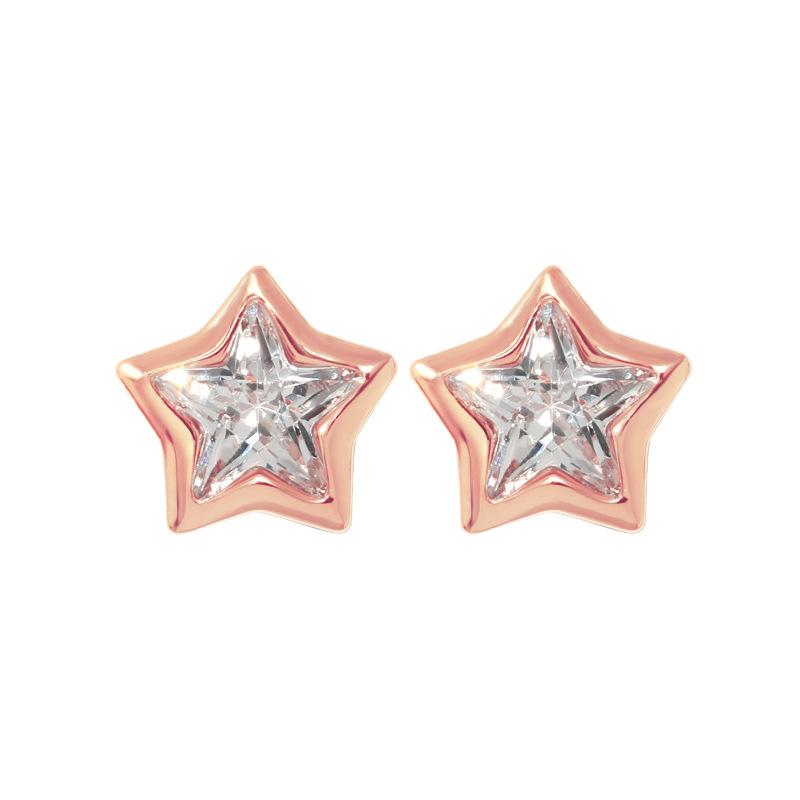 Anti-allergic Palace Baroque Rose Gold Meteor Flower Five-pointed Star Earrings