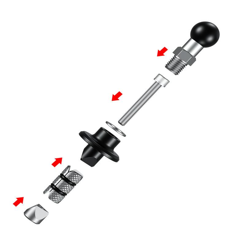 Supporto per Moto Bicicletta Base Nera per Stelo Forcella con Testa Sferica da 17mm 25mm per Adattatore Supporto Sferico GoPro insta360 Porta Telefono Cellulare