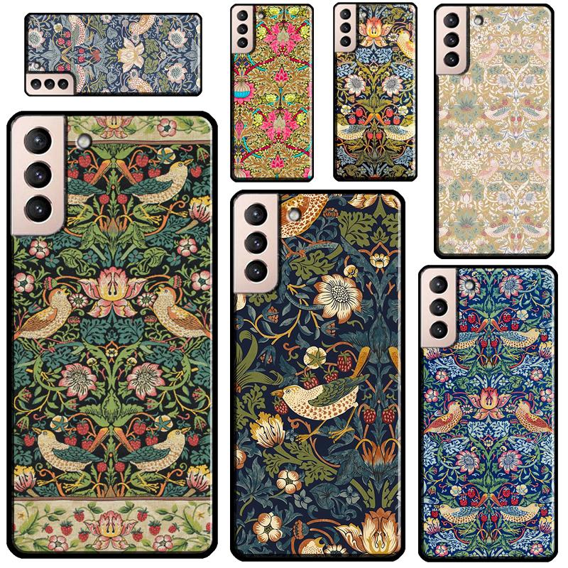 William Morris Strawberry Thief Case For Samsung Galaxy S20 FE S8 S9 S10 Note 10 Plus Note 20 S21 S22 Ultra Back Cover