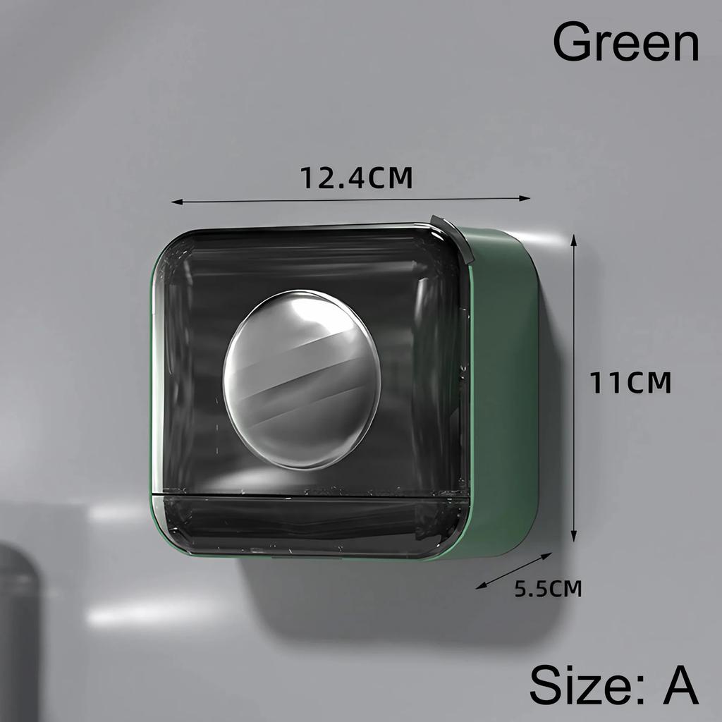 1PC Luxury Soap Dish Wall-Mounted Soap Box with Lid Suitable for Bathroom and Toilet No-Drill Drainage Design