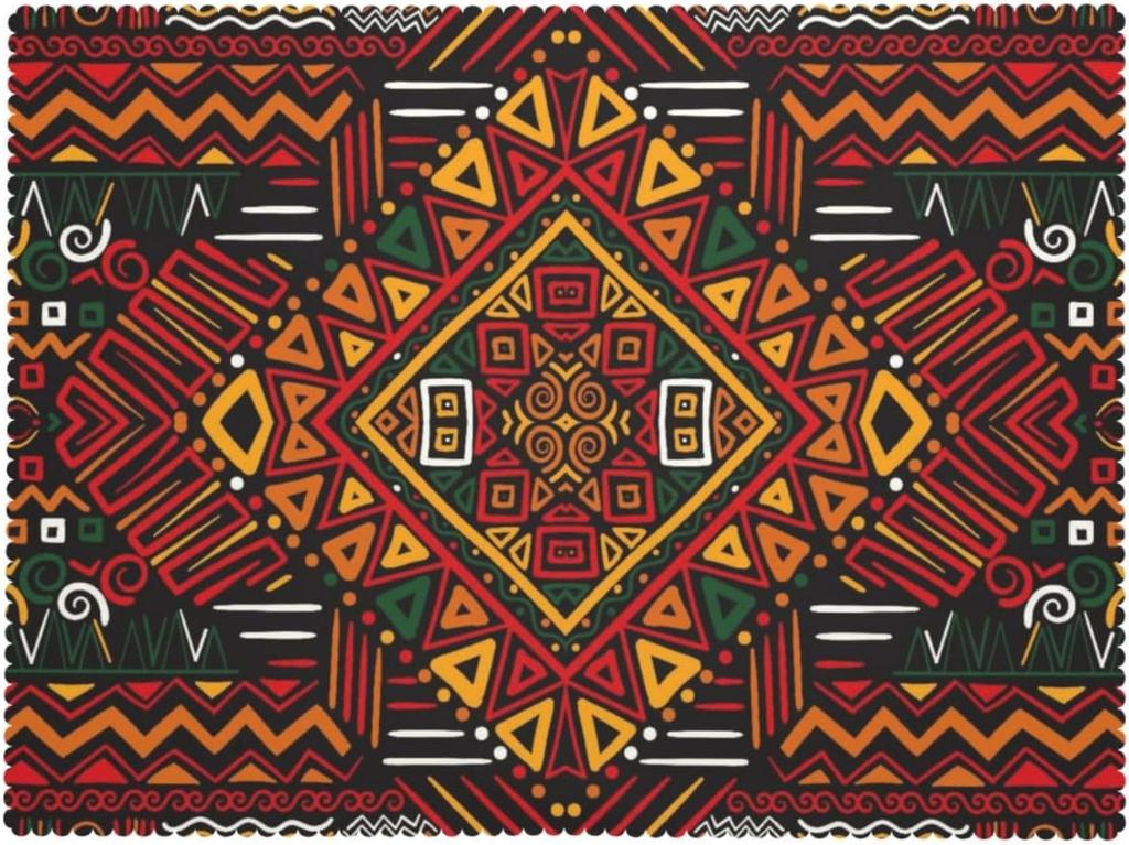 Vibrant African American Festival Tablecloth Tribal Ethnic Pattern Cultural Table Cover for Dining Kitchen Holiday Party